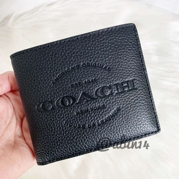 NWT Coach Black Leather Double Billfold Wallet - Picture 6 of 7